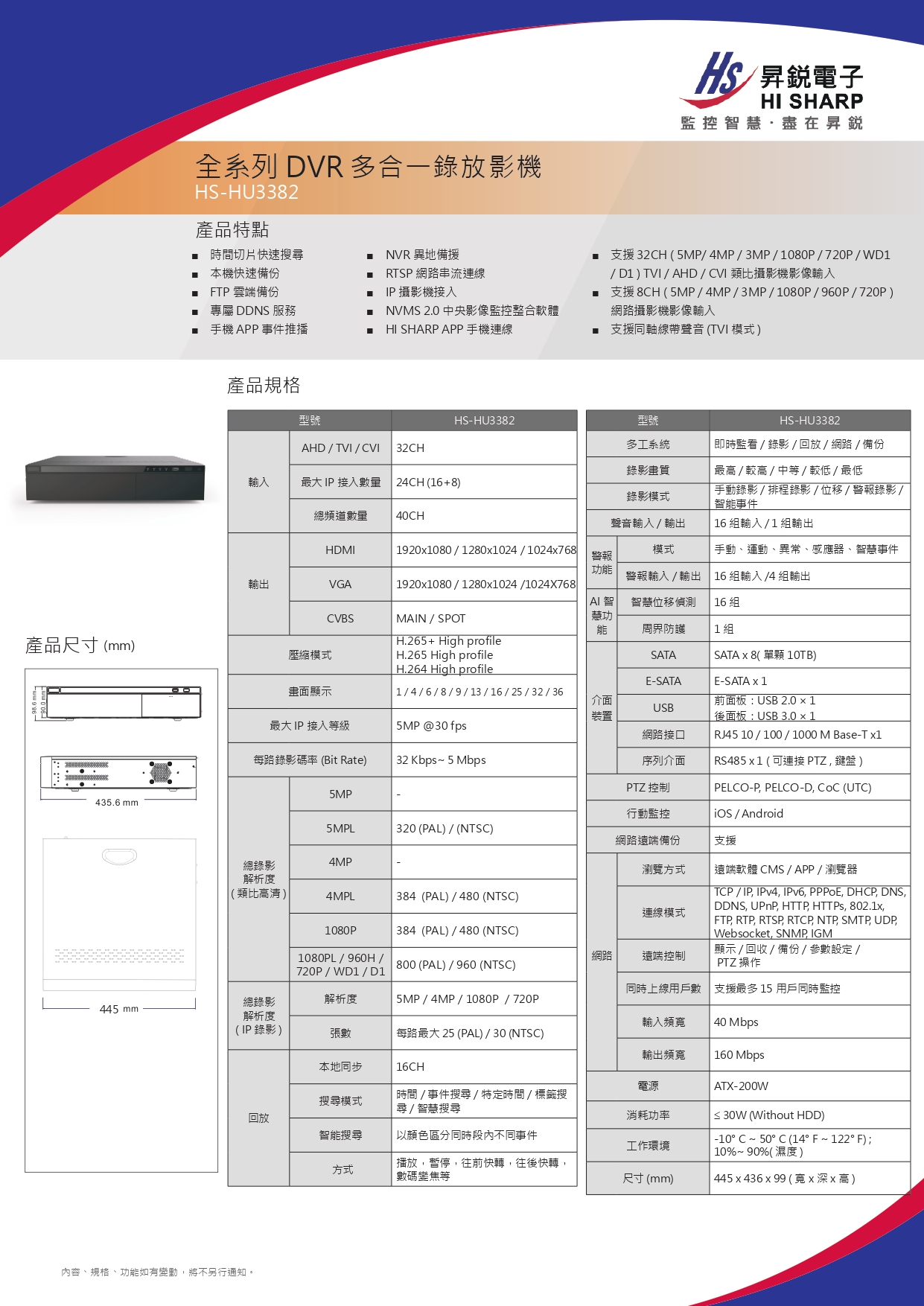HS-HU3382 產品規格圖